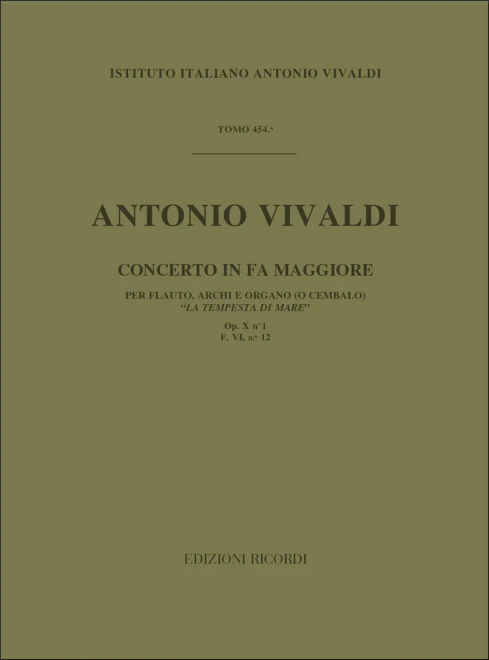 Cover: 9790041911298 | Concerto Per Flauto, Archi E BC: In Fa Rv 433 | Antonio Vivaldi