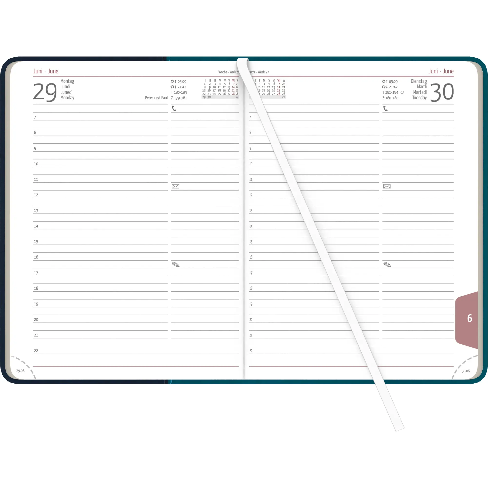 Bild: 4069095001398 | Buchkalender Premium Water türkis-blau 2026 - Büro-Kalender A5 -...