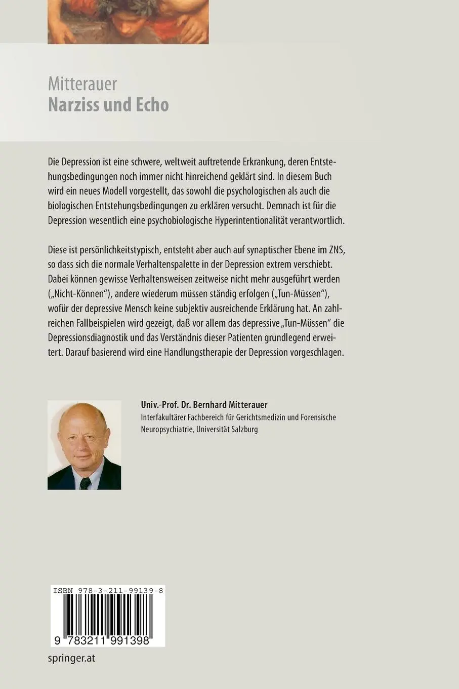 Rückseite: 9783211991398 | Narziss und Echo | Ein psychobiologisches Modell der Depression | Buch