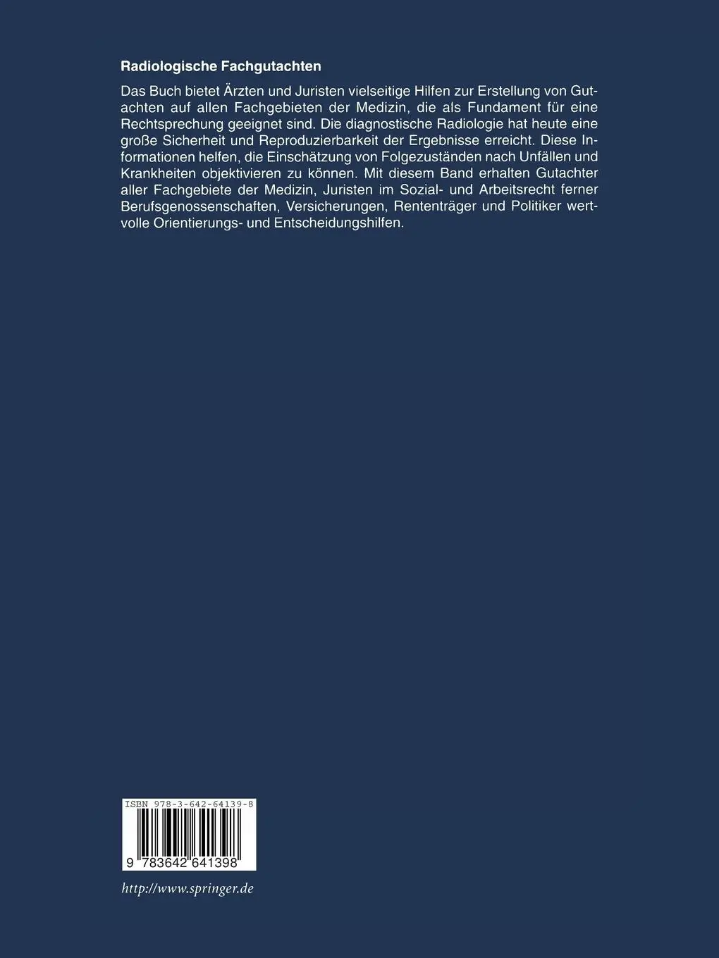 Rückseite: 9783642641398 | Radiologische Fachgutachten | Friedrich H. W. Heuck (u. a.) | Buch