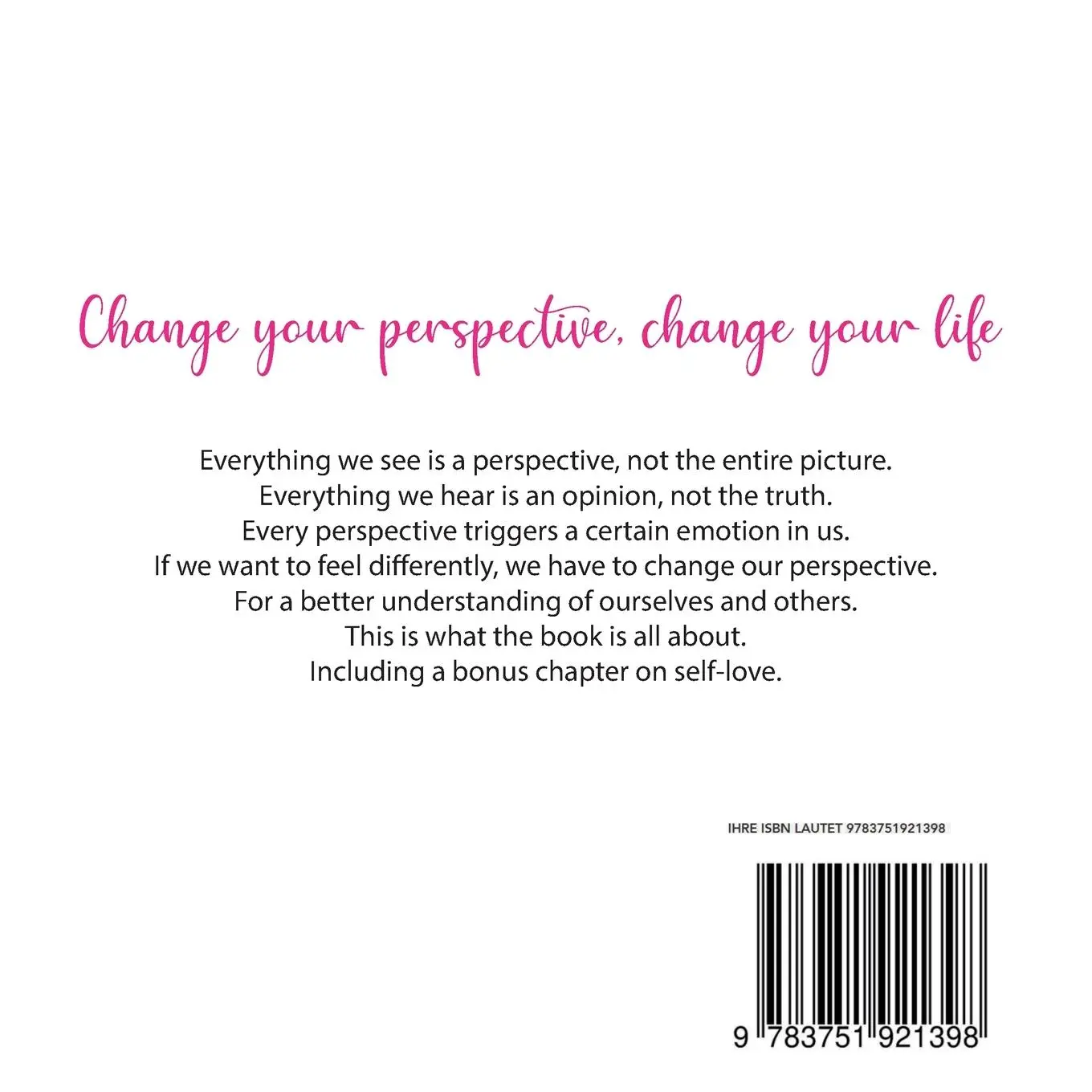 Rückseite: 9783751921398 | Change your perspective, change your life | Stefanie Fasora (u. a.)