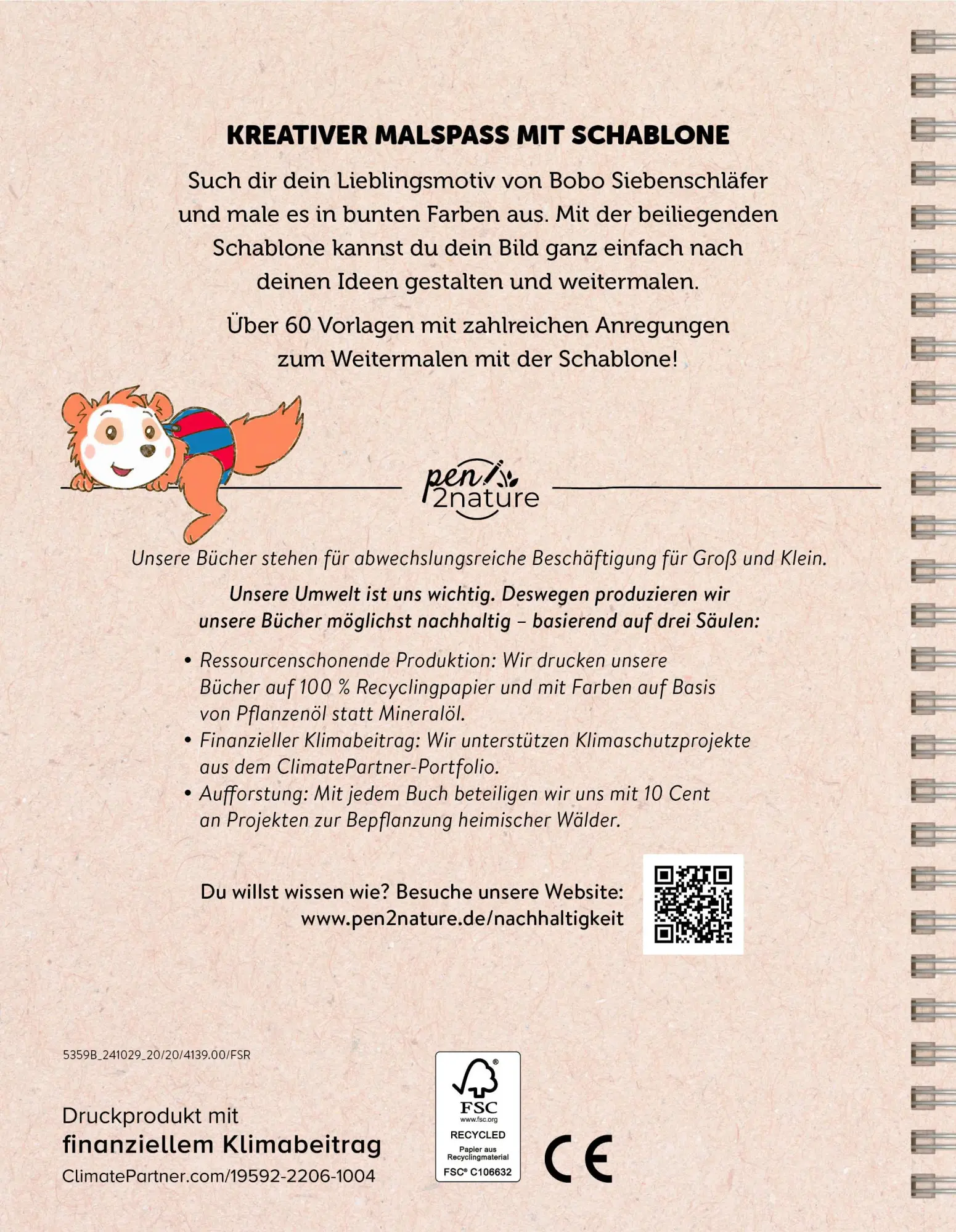 Rückseite: 9783987641398 | Bobo Siebenschläfer Malbuch mit Schablone. Zeichnen und Malen für...