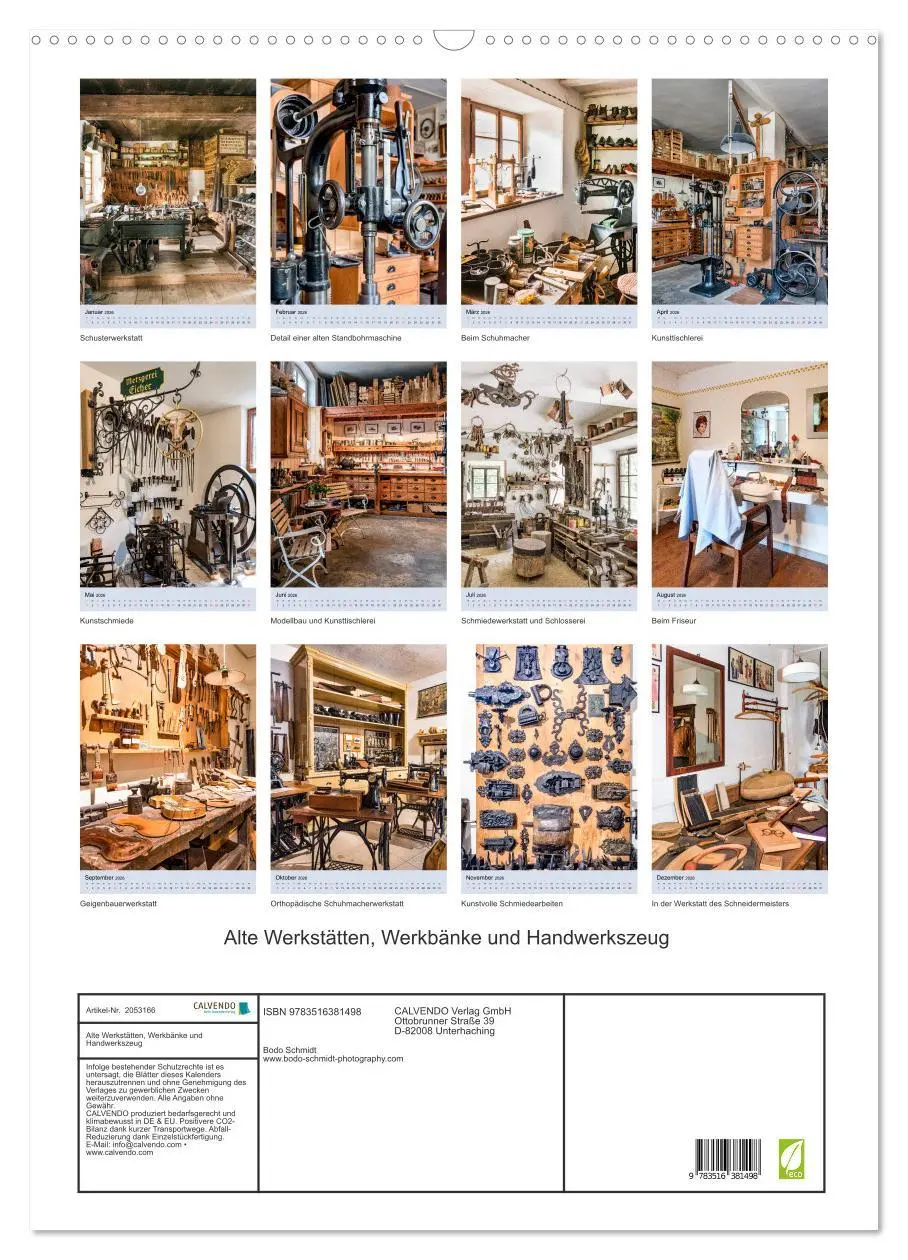 Bild: 9783516381498 | Alte Werkstätten, Werkbänke und Handwerkszeug (Wandkalender 2026...