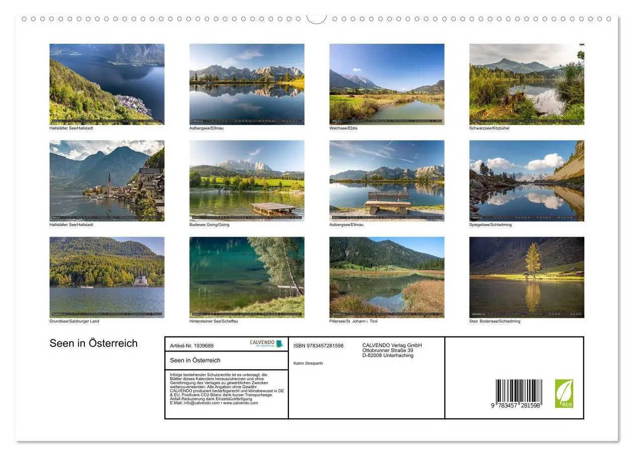 Bild: 9783457281598 | Seen in Österreich (hochwertiger Premium Wandkalender 2026 DIN A2...