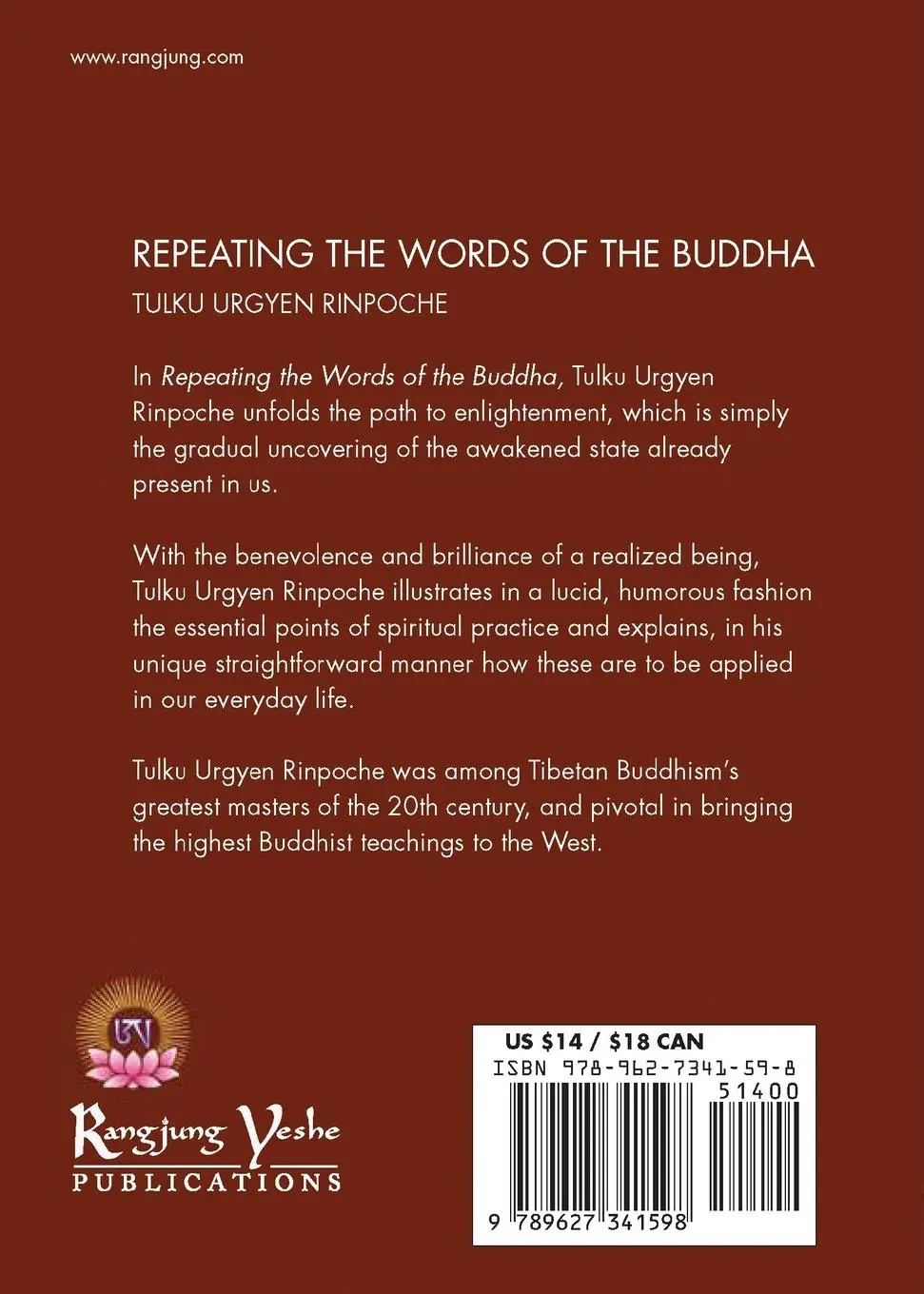 Rückseite: 9789627341598 | Repeating the Words of the Buddha | Tulku Urgyen Rinpoche | Buch