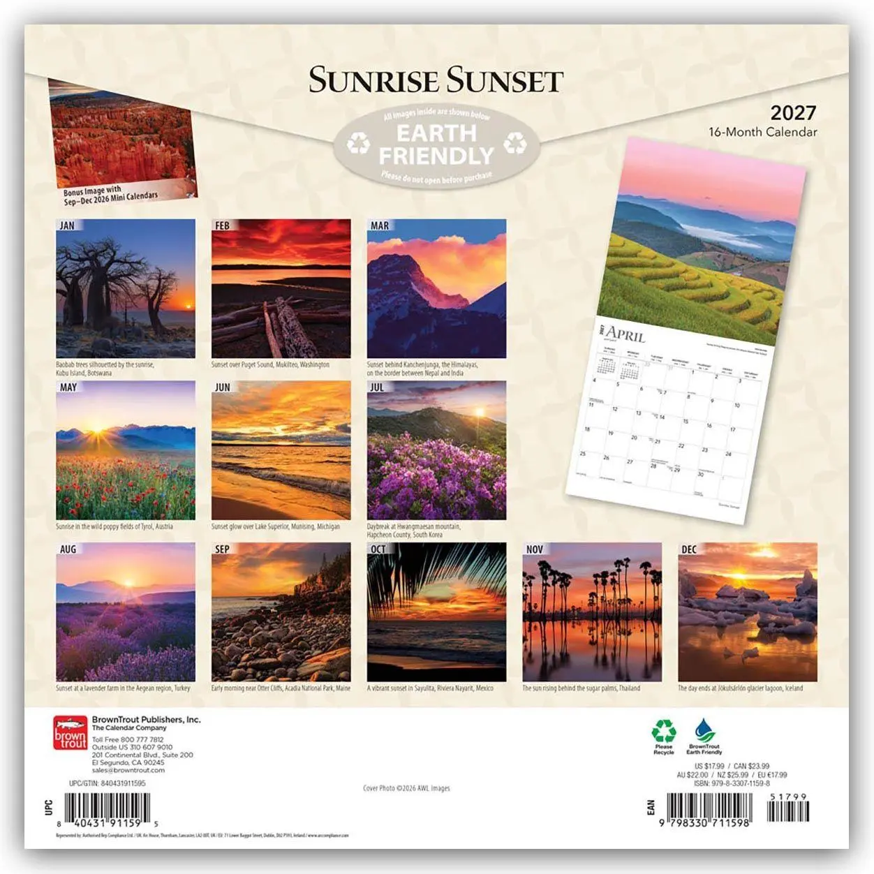 Rückseite: 9798330711598 | Sunrise Sunset - Sonnenaufgänge - Sonnenuntergänge 2027 -...