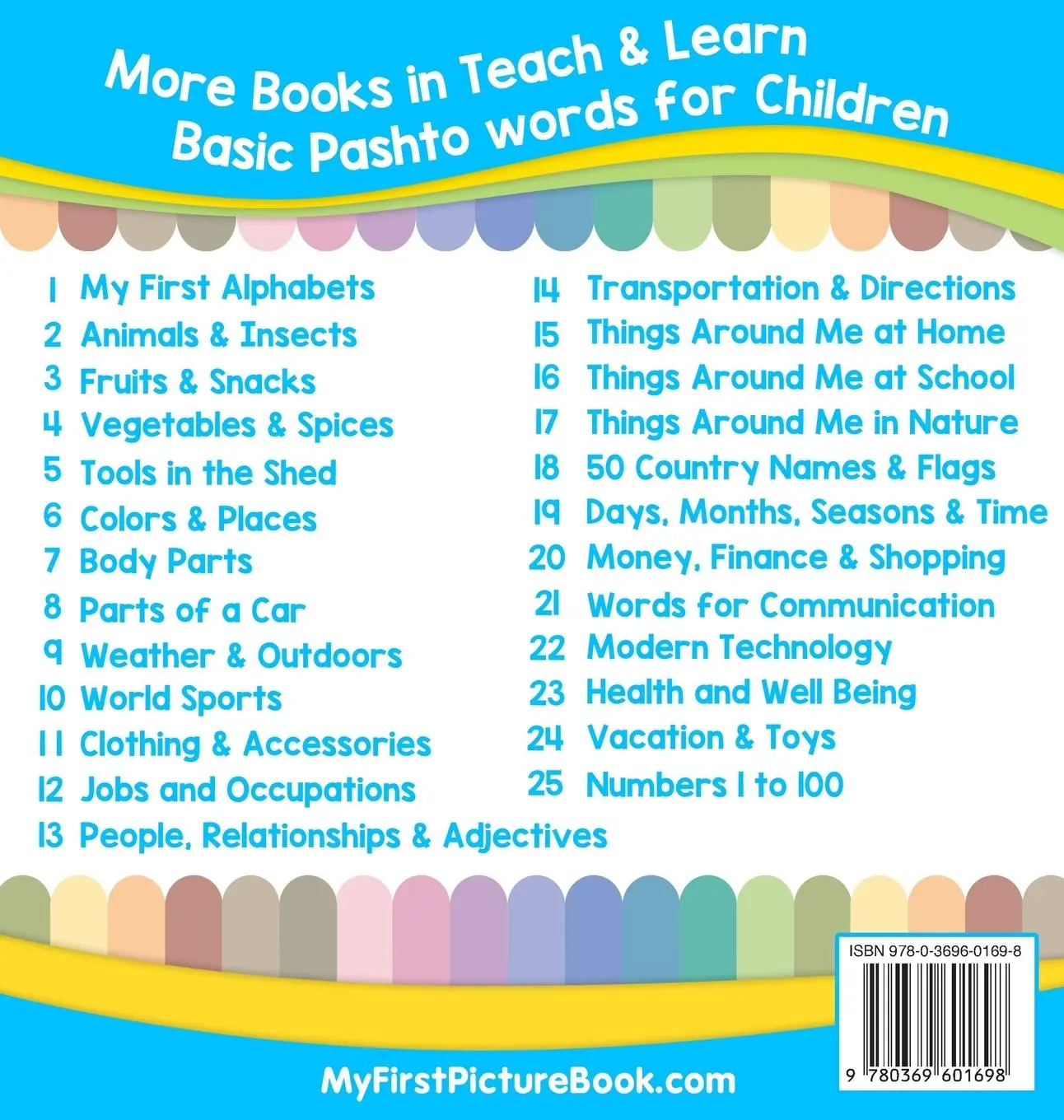 Rückseite: 9780369601698 | My First Pashto Alphabets Picture Book with English Translations | S.