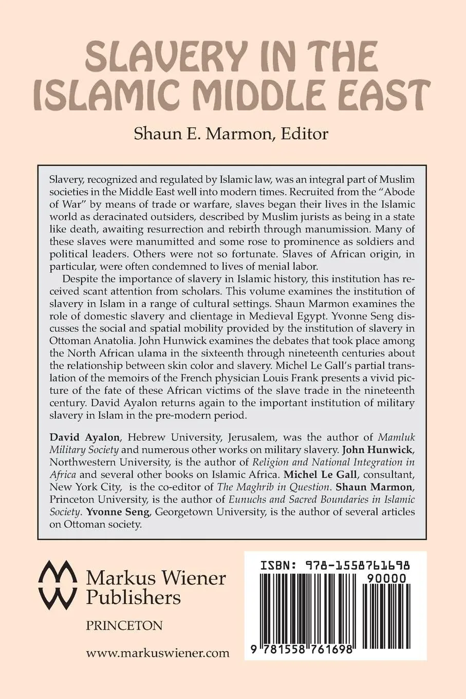 Rückseite: 9781558761698 | Slavery in the Islamic Middle East | John Hunwick (u. a.) | Buch