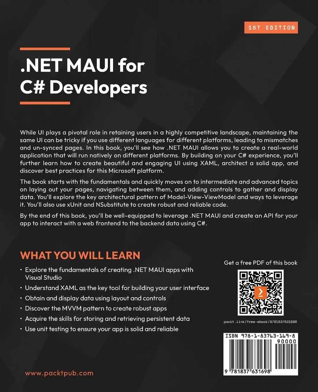Rückseite: 9781837631698 | NET MAUI for C# Developers | Jesse Liberty (u. a.) | Taschenbuch