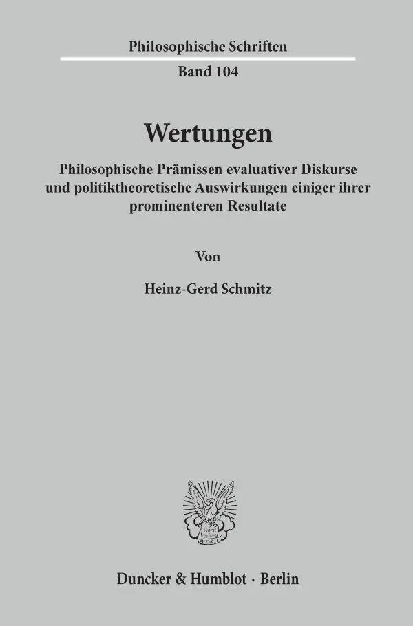 Cover: 9783428181698 | Wertungen | Heinz-Gerd Schmitz | Taschenbuch | 175 S. | Deutsch | 2021