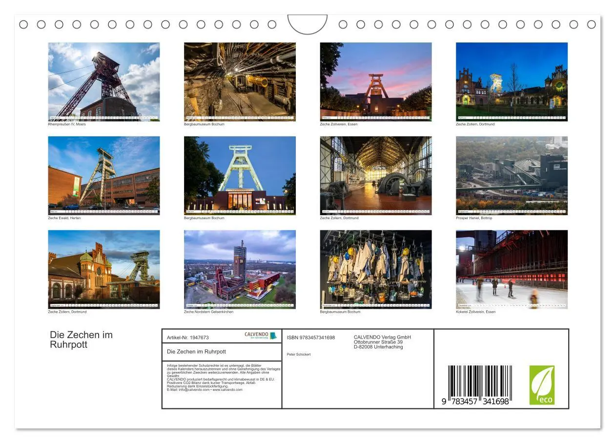 Bild: 9783457341698 | Die Zechen im Ruhrpott (Wandkalender 2026 DIN A4 quer), CALVENDO...