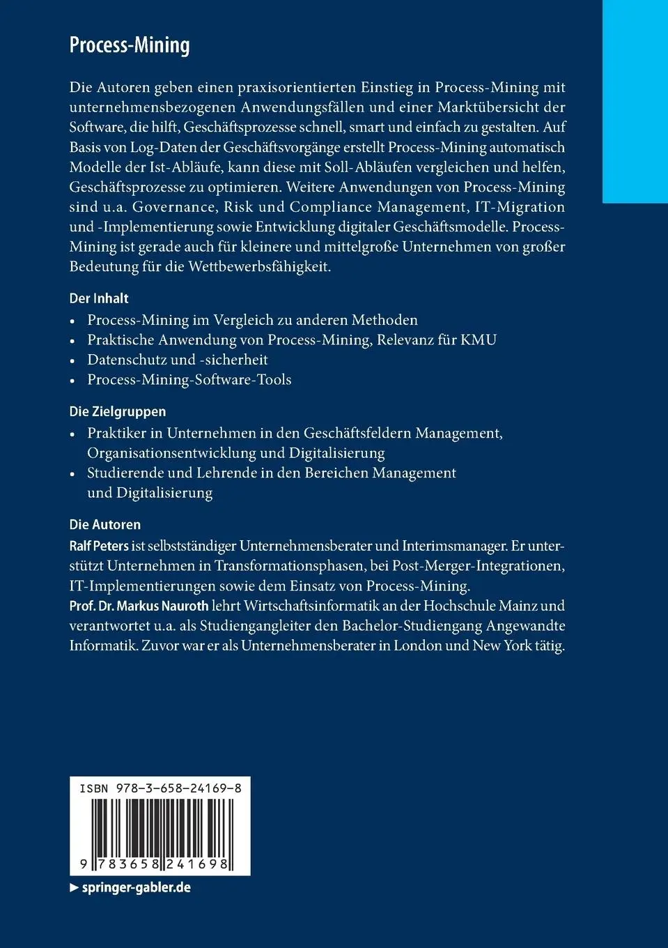 Rückseite: 9783658241698 | Process-Mining | Geschäftsprozesse: smart, schnell und einfach | Buch