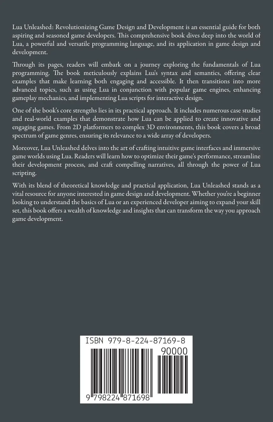 Rückseite: 9798224871698 | Lua Unleashed | Revolutionizing Game Design and Development | Buch