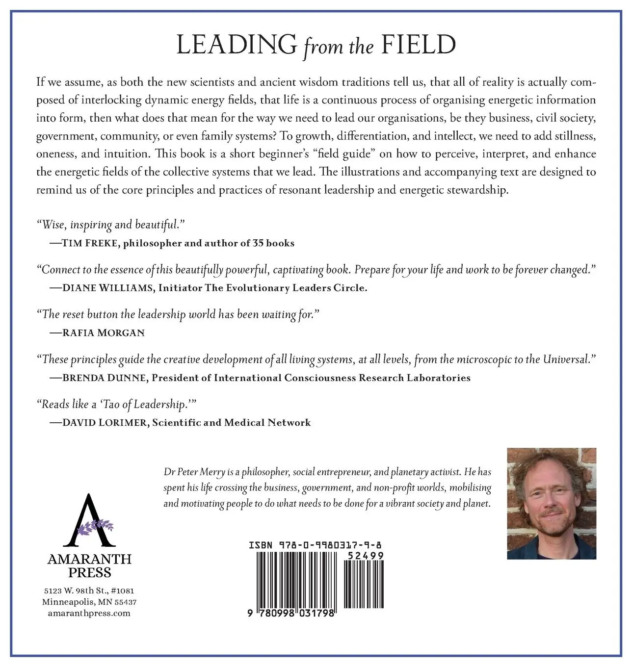Rückseite: 9780998031798 | Leading from the Field | Twelve Principles for Energetic Stewardship