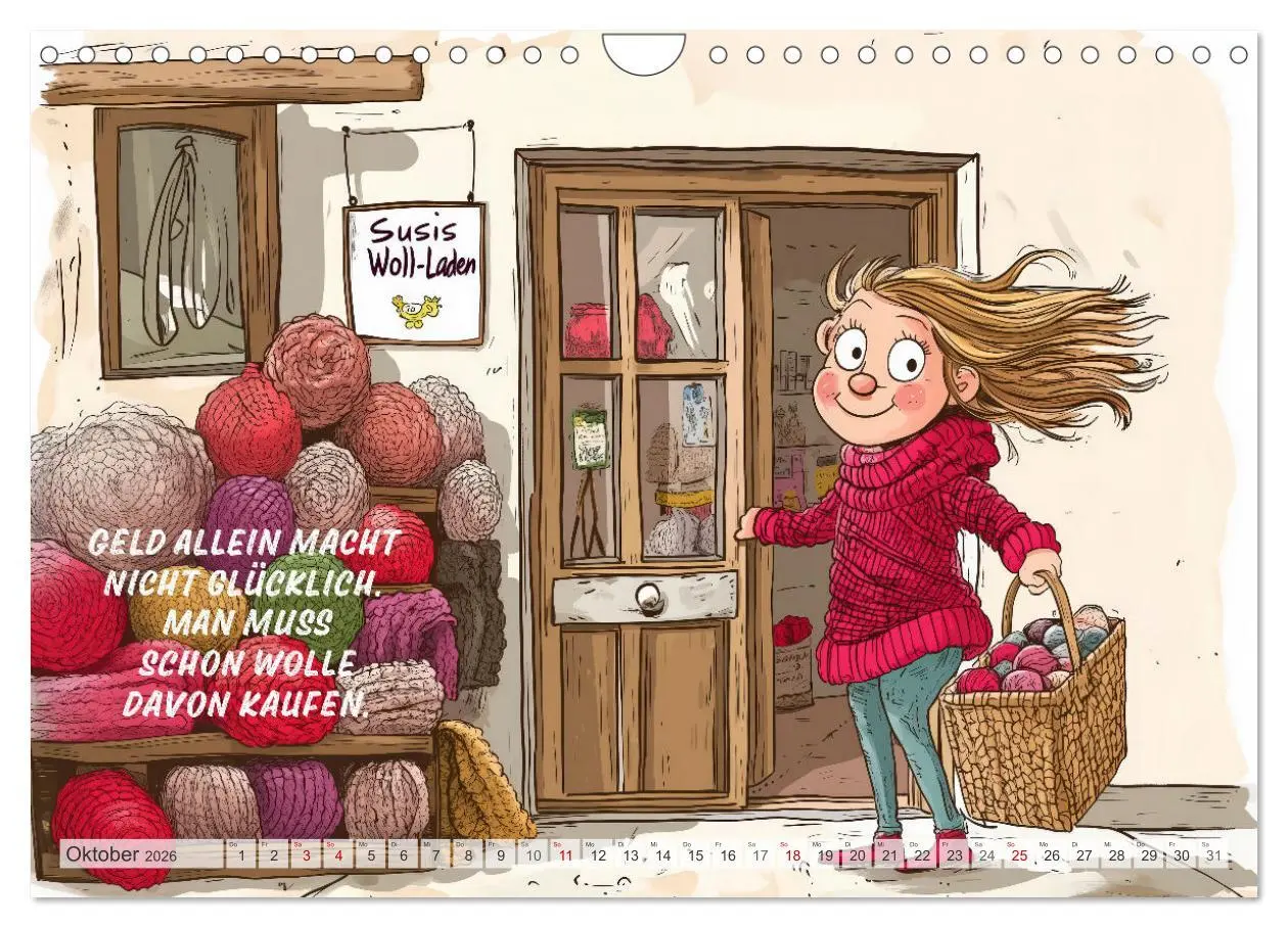 Bild: 9783457261798 | Wollfieber (Wandkalender 2026 DIN A4 quer), CALVENDO Monatskalender
