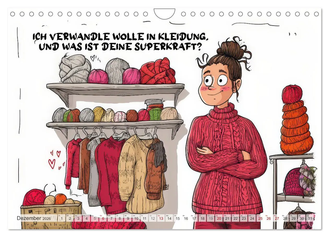 Bild: 9783457261798 | Wollfieber (Wandkalender 2026 DIN A4 quer), CALVENDO Monatskalender