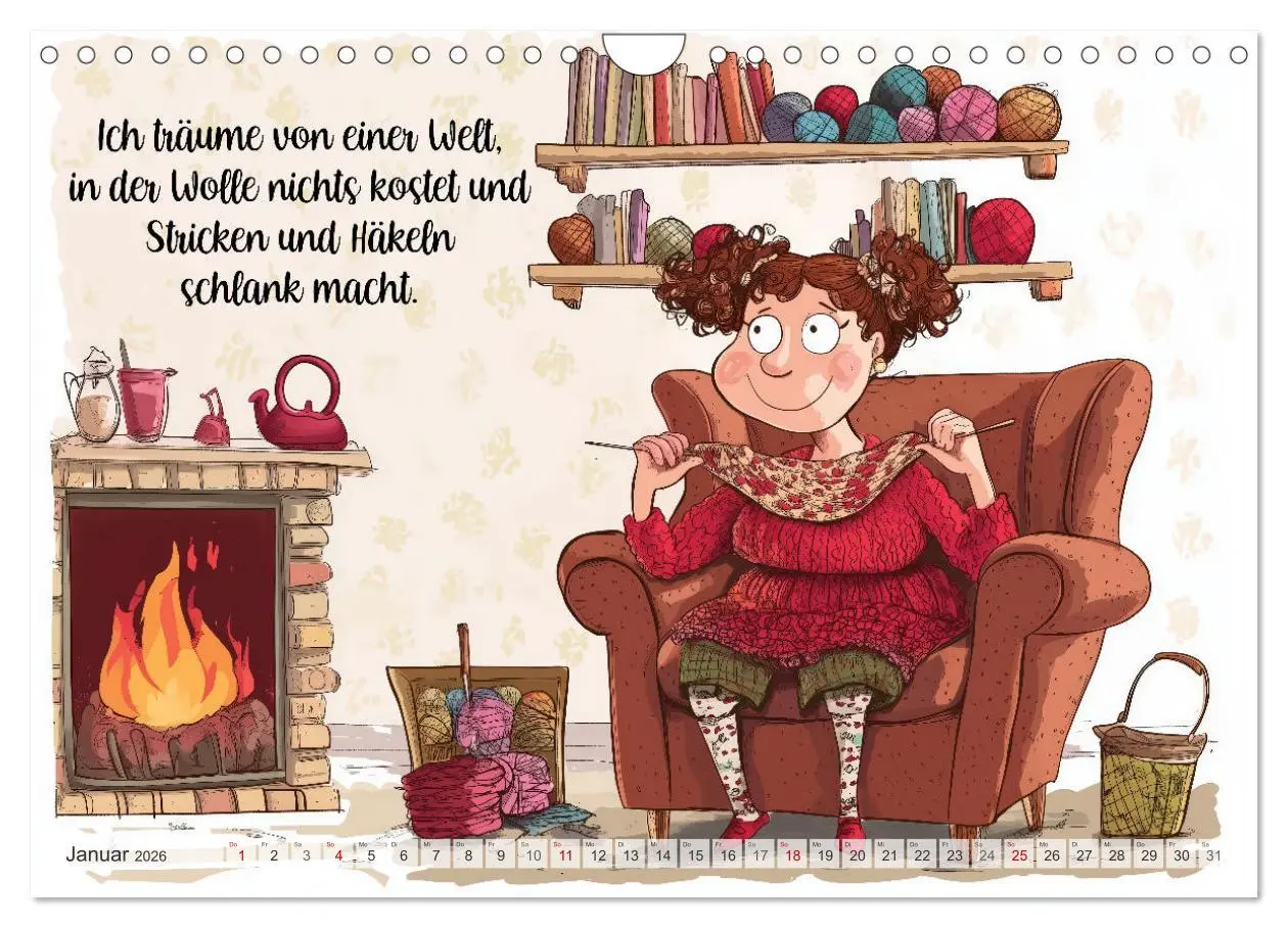 Bild: 9783457261798 | Wollfieber (Wandkalender 2026 DIN A4 quer), CALVENDO Monatskalender