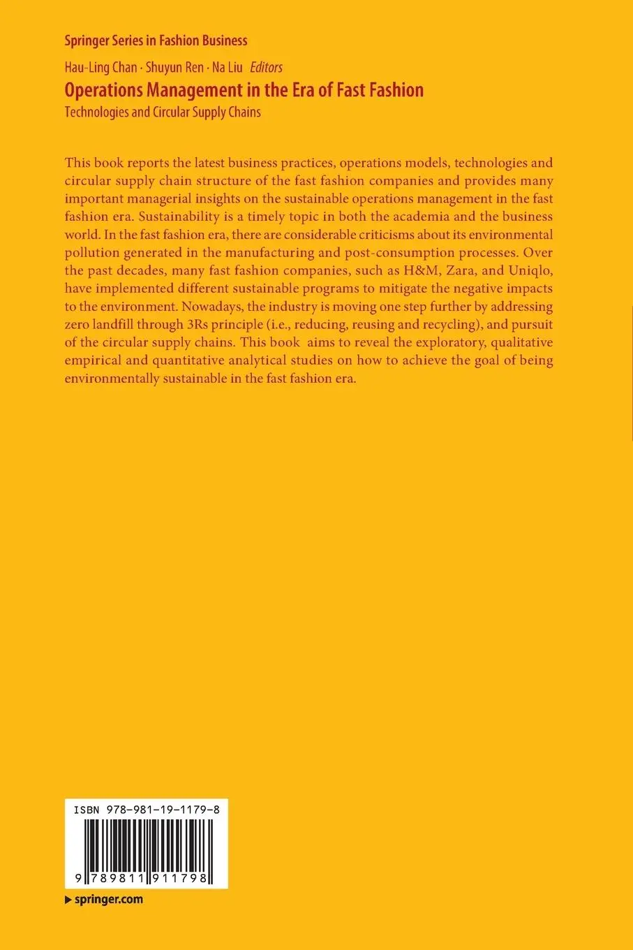 Rückseite: 9789811911798 | Operations Management in the Era of Fast Fashion | Chan (u. a.) | Buch