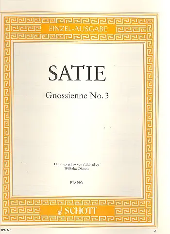 Cover: 9790001121798 | Gnossienne 3 | Erik Satie | Buch | Schott Music | EAN 9790001121798