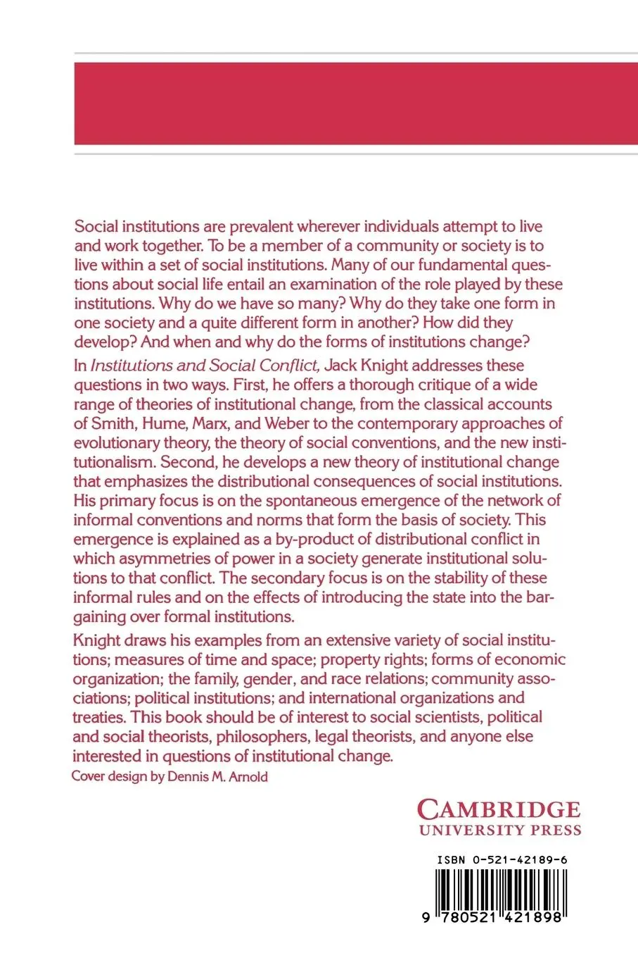 Rückseite: 9780521421898 | Institutions and Social Conflict | Jack Knight (u. a.) | Taschenbuch