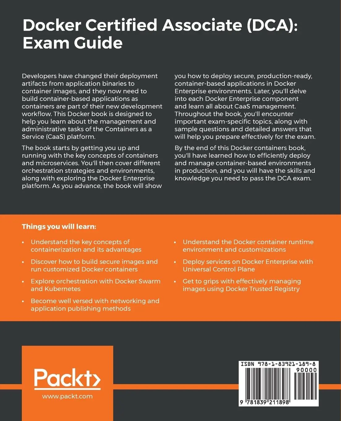 Rückseite: 9781839211898 | Docker Certified Associate (DCA) | Exam Guide | Urea | Taschenbuch