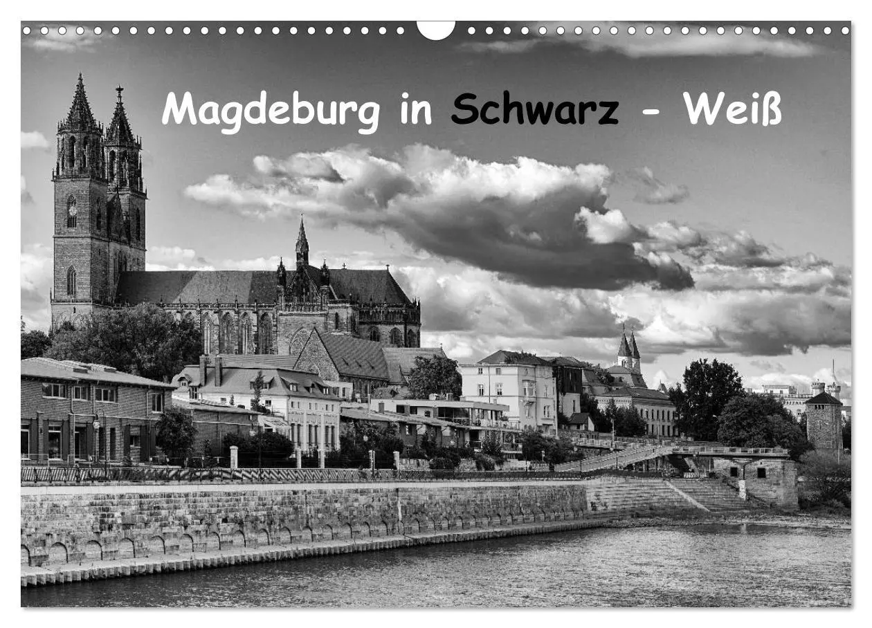 Cover: 9783516031898 | Magdeburg in Schwarz - Weiß (Wandkalender 2026 DIN A3 quer),...