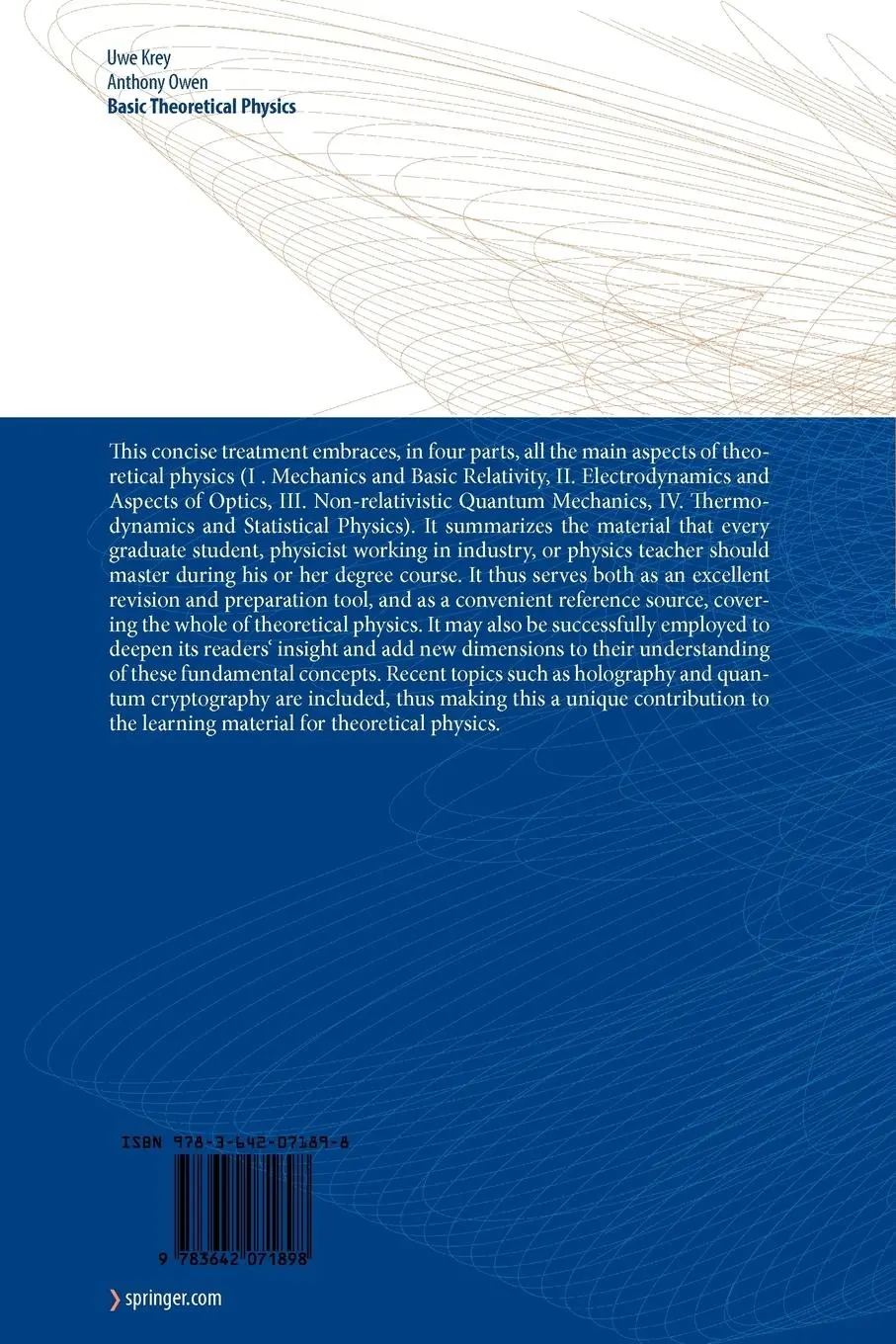 Rückseite: 9783642071898 | Basic Theoretical Physics | A Concise Overview | Anthony Owen (u. a.)