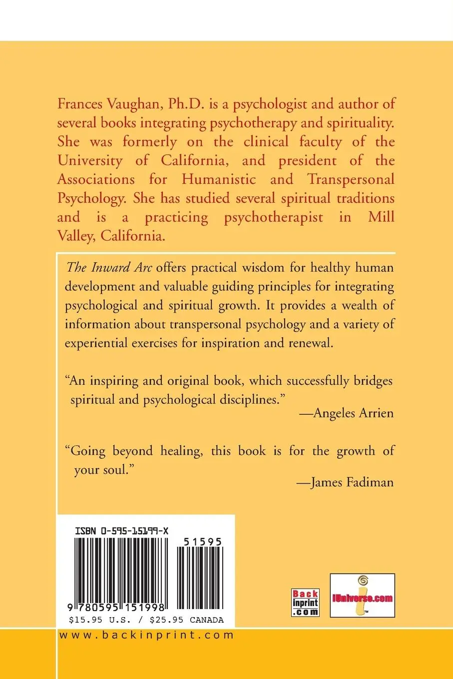 Rückseite: 9780595151998 | The Inward Arc | Healing in Psychotherapy and Spirituality | Vaughan