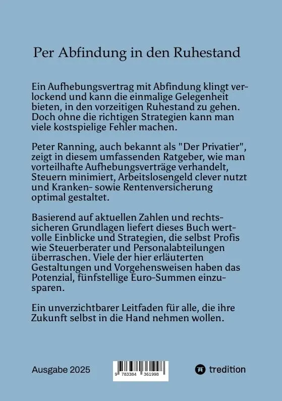 Rückseite: 9783384361998 | Per Abfindung in den Ruhestand - Ein Leitfaden zur Optimierung von...