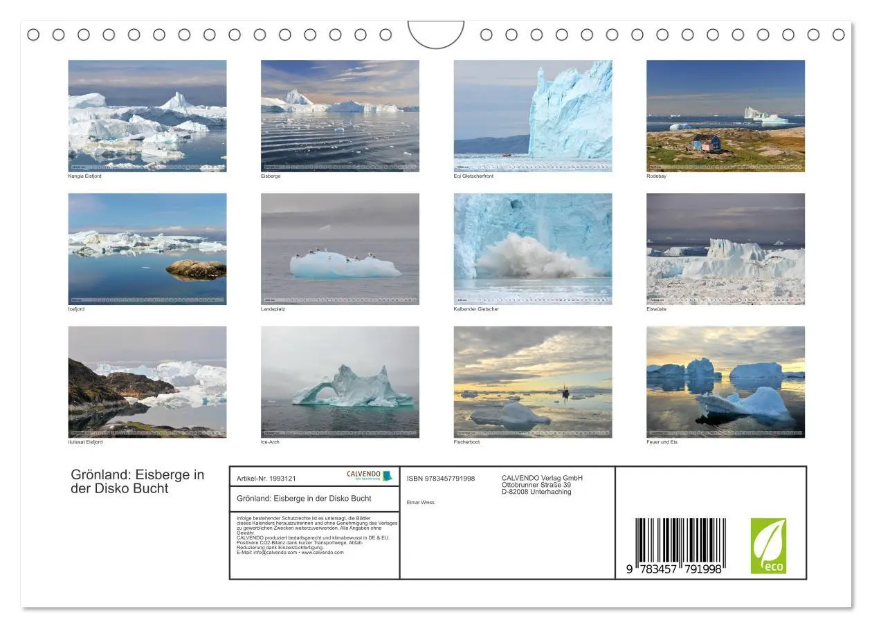 Bild: 9783457791998 | Grönland: Eisberge in der Disko Bucht (Wandkalender 2026 DIN A4...