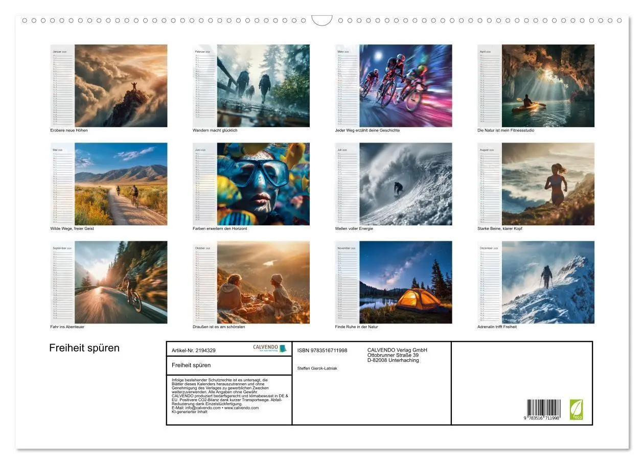Bild: 9783516711998 | Freiheit spüren (Wandkalender 2026 DIN A2 quer), CALVENDO...