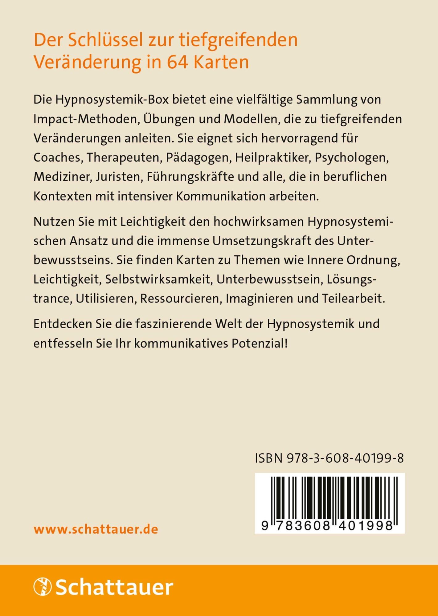 Rückseite: 9783608401998 | Hypnosystemisch wirksam | Impact-Methoden für die Praxis | Hullmann