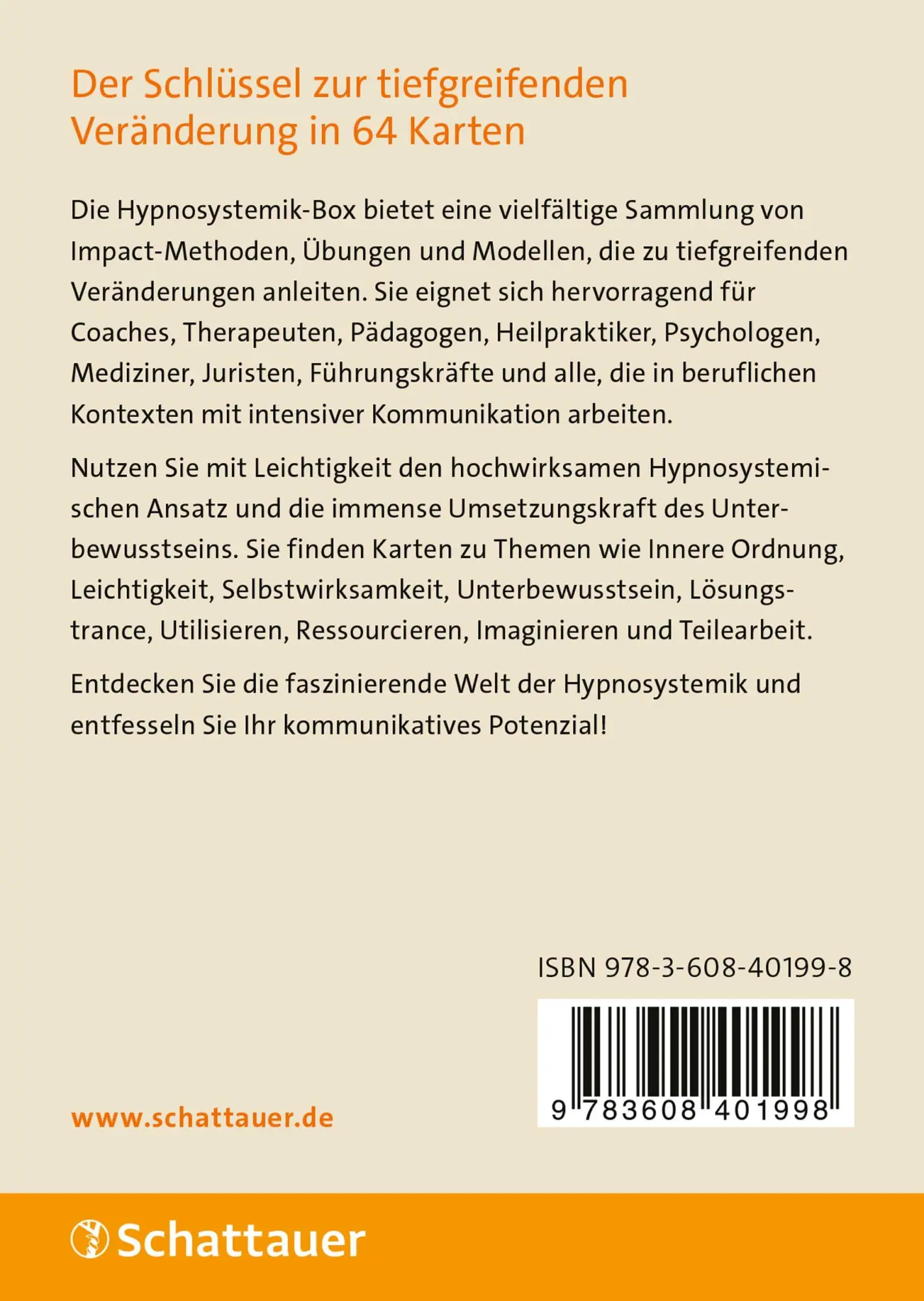 Rückseite: 9783608401998 | Hypnosystemisch wirksam | Impact-Methoden für die Praxis | Hullmann