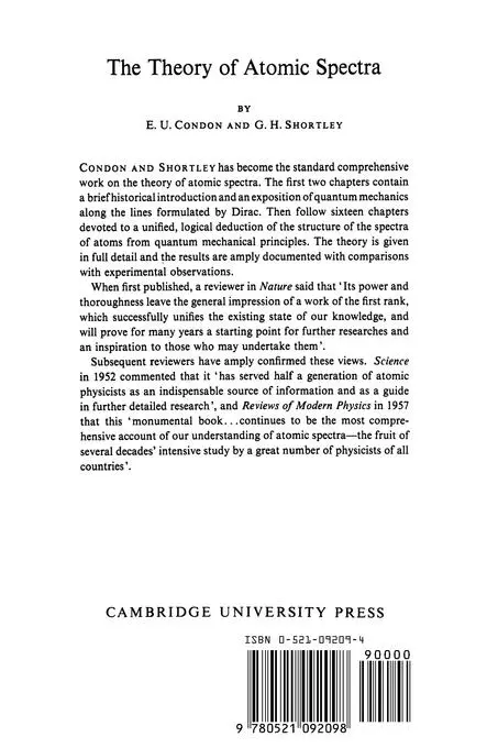 Rückseite: 9780521092098 | The Theory of Atomic Spectra | E. U. Condon (u. a.) | Taschenbuch