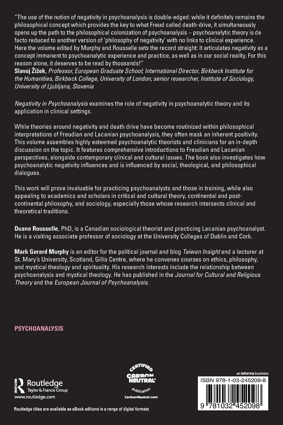 Rückseite: 9781032452098 | Negativity in Psychoanalysis | Theory and Clinic | Rousselle (u. a.)