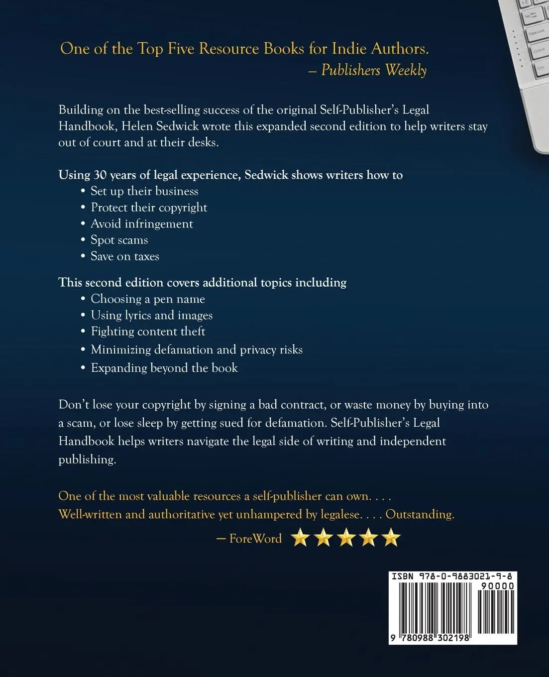 Rückseite: 9780988302198 | Self-Publisher's Legal Handbook, Second Edition | Helen Sedwick | Buch