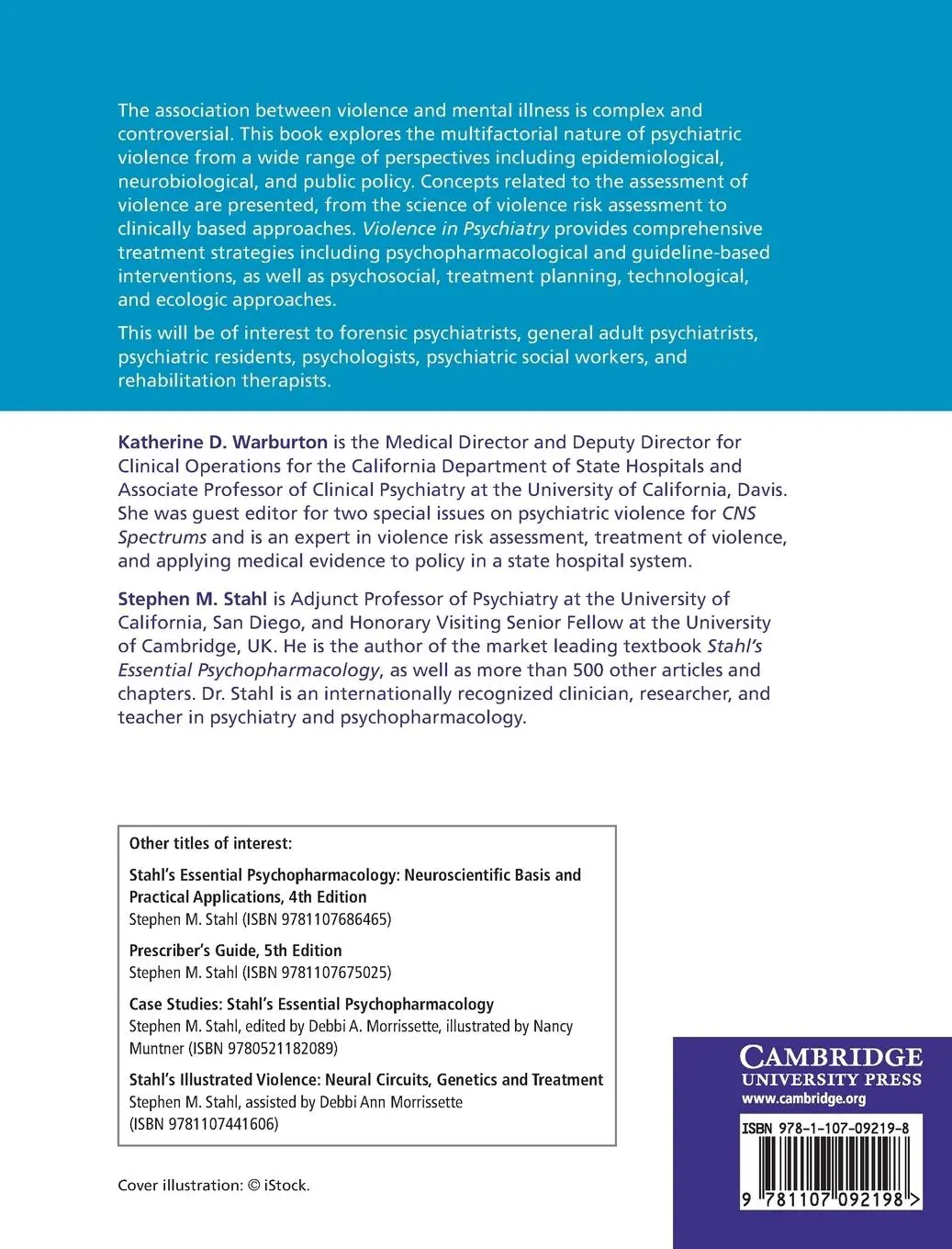Rückseite: 9781107092198 | Violence in Psychiatry | Katherine D. Warburton (u. a.) | Buch | 2016