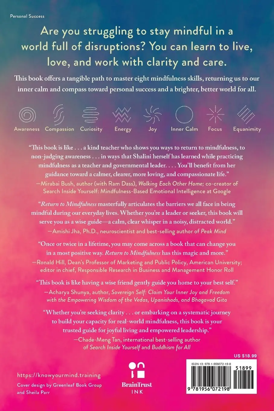 Rückseite: 9781956072198 | Return to Mindfulness | Shalini Bahl | Taschenbuch | Englisch | 2024