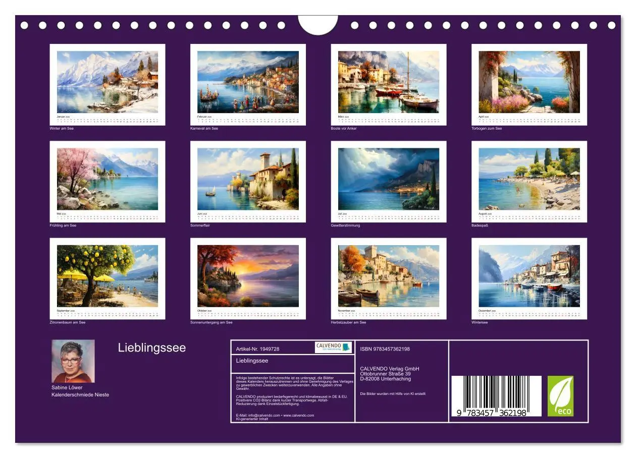 Bild: 9783457362198 | Lieblingssee (Wandkalender 2026 DIN A4 quer), CALVENDO Monatskalender