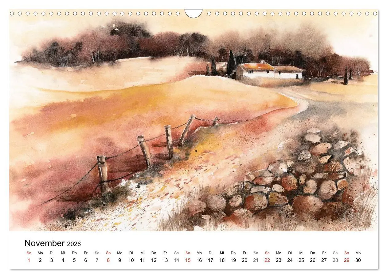 Bild: 9783516072198 | Toskana Aquarelle (Wandkalender 2026 DIN A3 quer), CALVENDO...