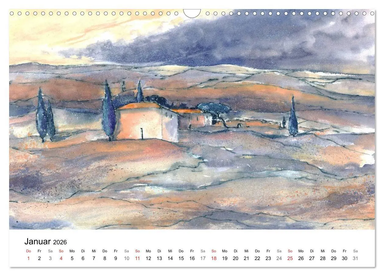 Bild: 9783516072198 | Toskana Aquarelle (Wandkalender 2026 DIN A3 quer), CALVENDO...