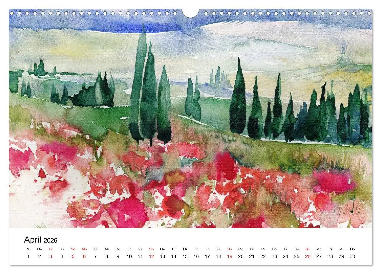 Bild: 9783516072198 | Toskana Aquarelle (Wandkalender 2026 DIN A3 quer), CALVENDO...