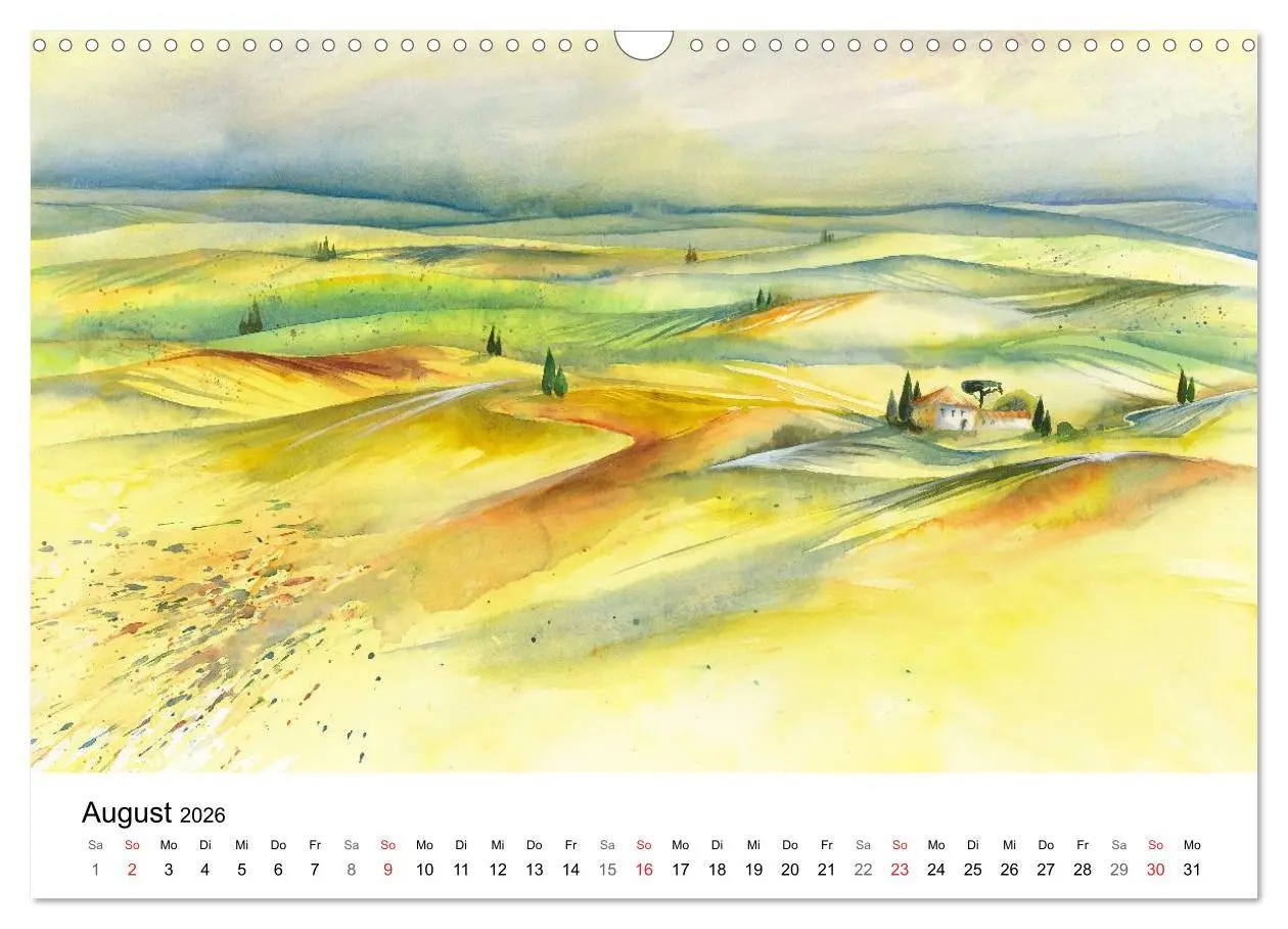 Bild: 9783516072198 | Toskana Aquarelle (Wandkalender 2026 DIN A3 quer), CALVENDO...