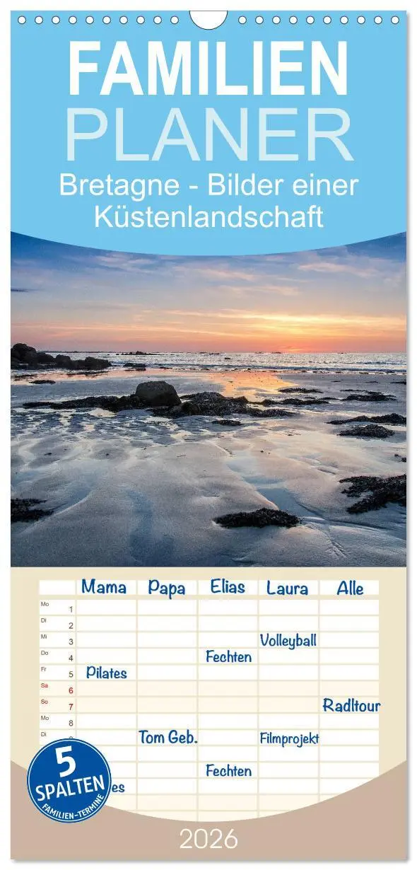 Cover: 9783516522198 | Familienplaner 2026 - Bretagne - Bilder einer Küstenlandschaft mit...