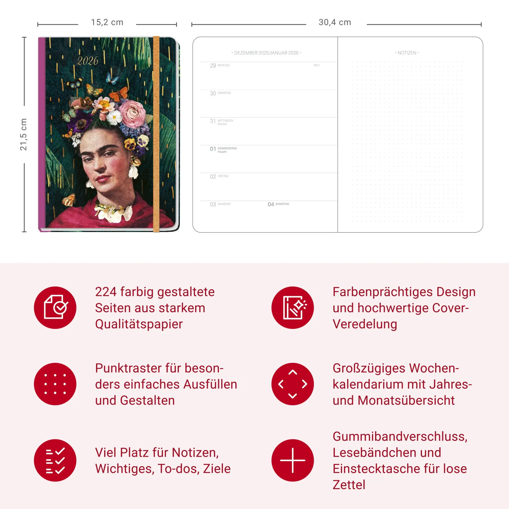 Bild: 9783756412198 | Design Diary Frida 2026 | Buch | Bullet Journal Kalender Heye | 152 S.
