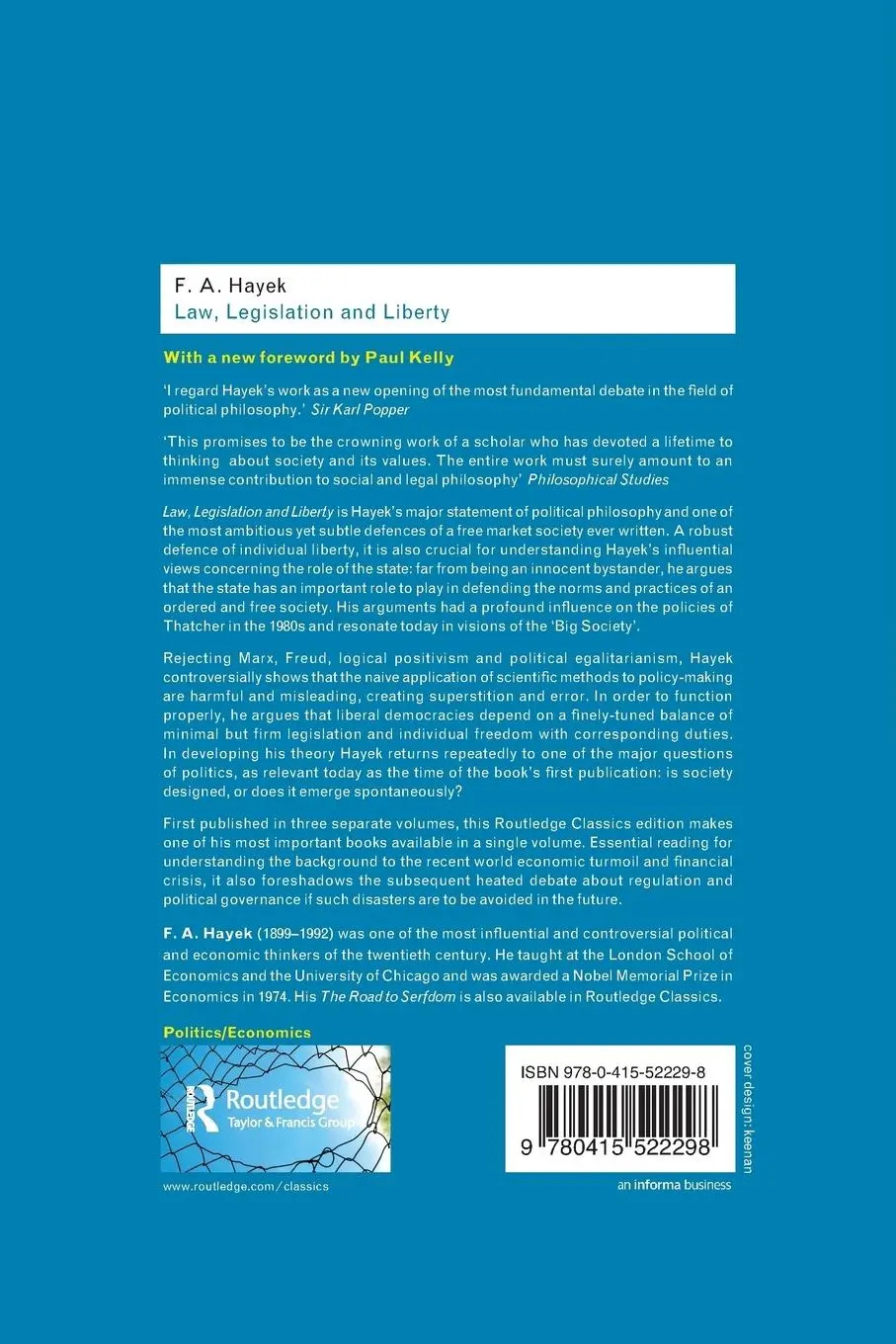 Rückseite: 9780415522298 | Law, Legislation and Liberty | F. A. Hayek | Taschenbuch | Englisch