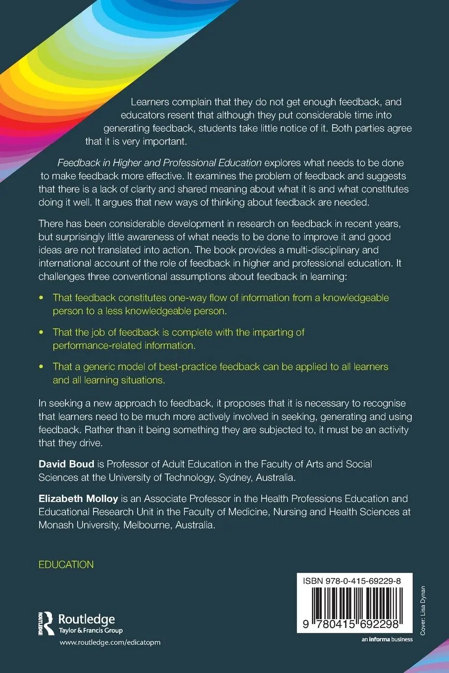 Rückseite: 9780415692298 | Feedback in Higher and Professional Education | David Boud (u. a.)