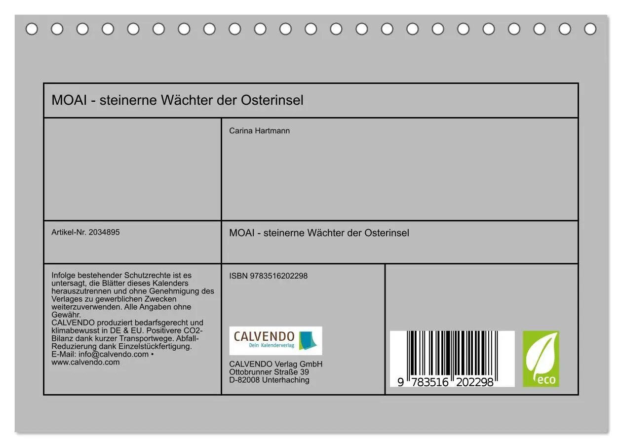 Bild: 9783516202298 | MOAI - steinerne Wächter der Osterinsel (Tischkalender 2026 DIN A5...