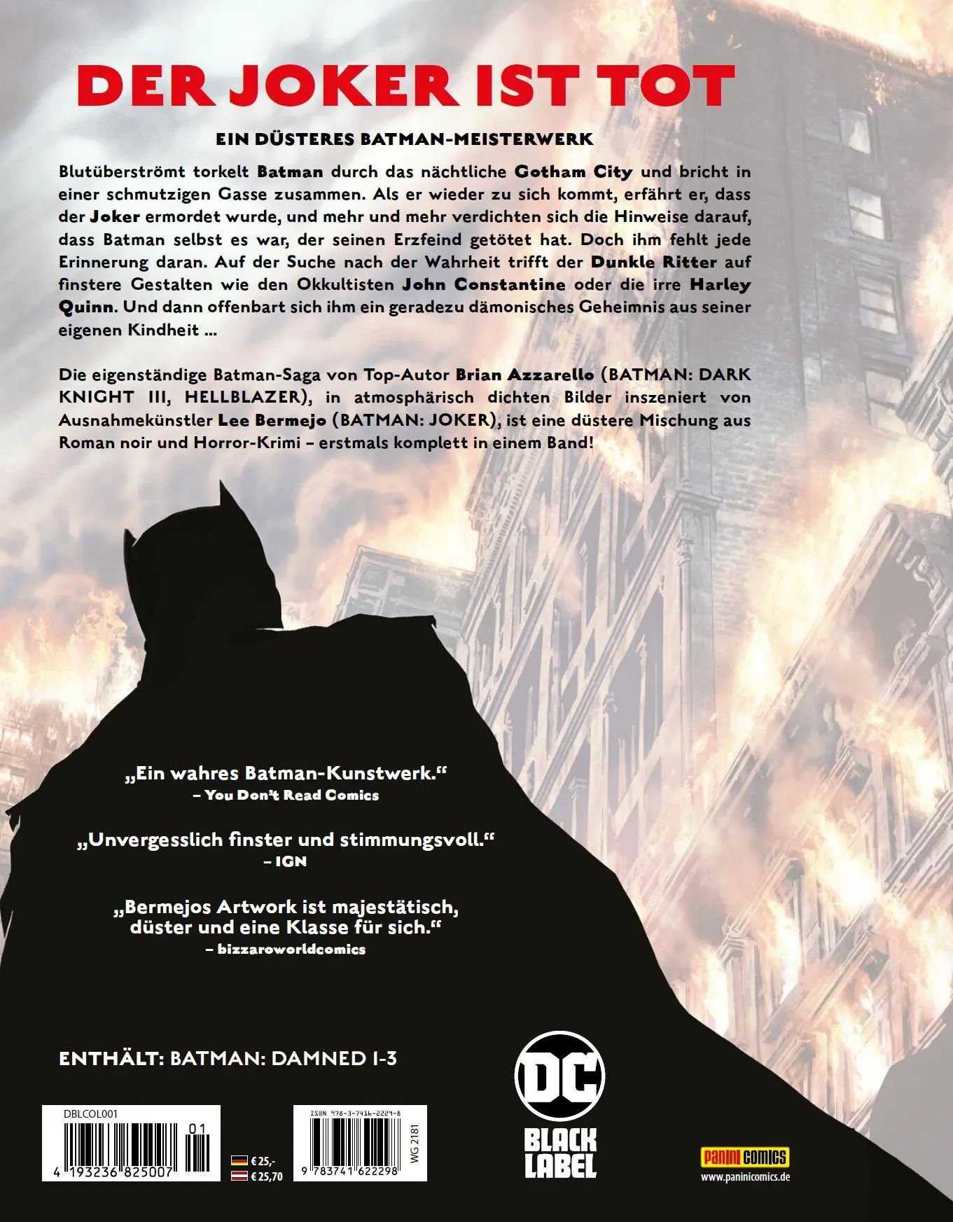 Rückseite: 9783741622298 | Batman: Damned (Sammelband) | Brian Azzarello (u. a.) | Taschenbuch