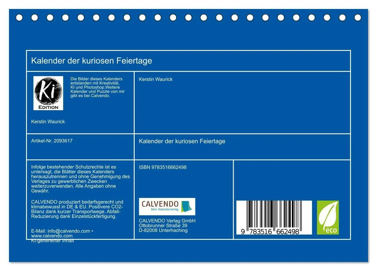 Bild: 9783516662498 | Kalender der kuriosen Feiertage (Tischkalender 2026 DIN A5 quer),...